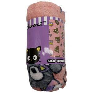 Chococat‎ Sanrio Silk Touch Throw Blanket Pink Gray Purple Choco Time